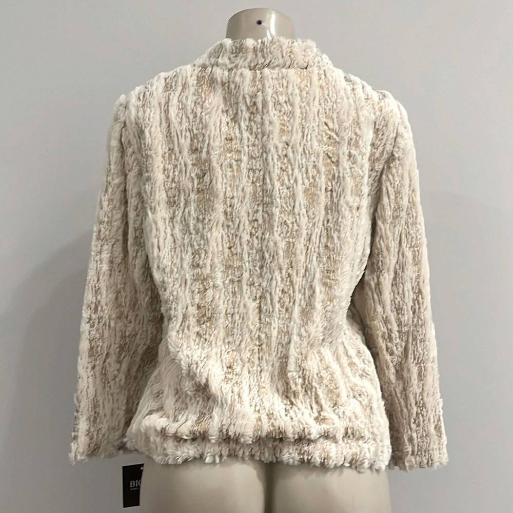 Bigio Collection Vegan Fur Jacket Beige Gold 8 - Picture 14 of 15